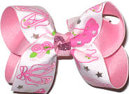 Medium Pink Chiffon Glitter over Pink with Ballerina Miniature Double Layer Overlay Bow